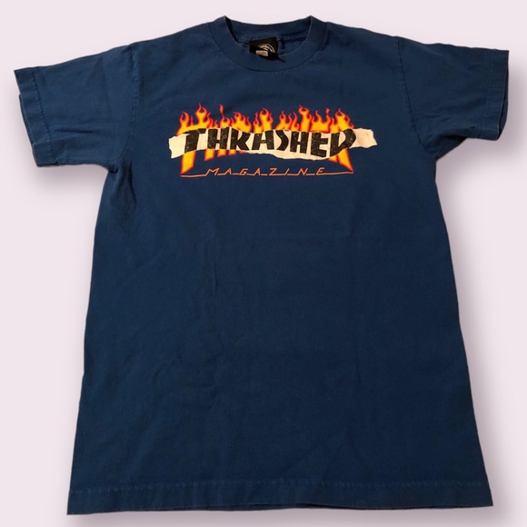 Thrasher Blue Graphic Logo T-Shirt - Picture 2 of 5